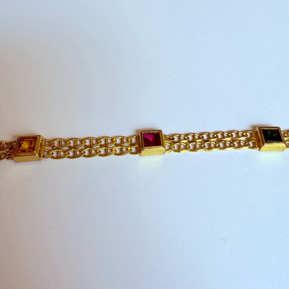 Estate 10k Solid Gold Ruby Sapphire Emerald Ancho… - image 3